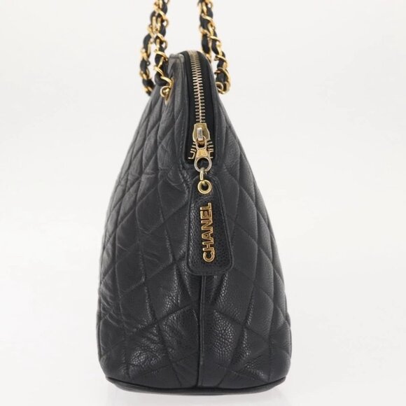 CHANEL Matelasse Chain Shoulder Bag Grained Calf Skin Black Gold CC Auth BA5773 - Picture 7 of 16